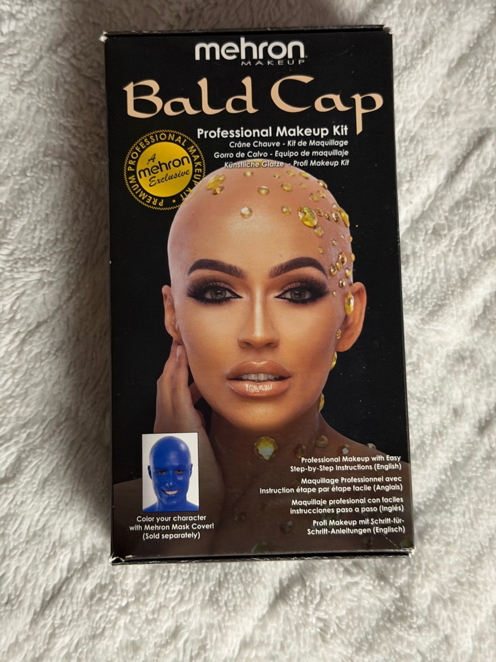 BRAND NEW!!! Mehron Bald Cap Professional Makeup Kit - Black & Gold Box
